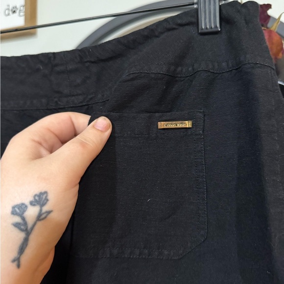 Calvin Klein Black Straight Leg lien pants size small - Picture 9 of 11